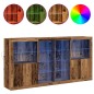 vidaXL Credenza con luci LED Legno Vecchio 202x37x100 cm