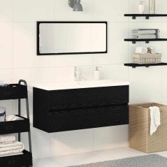 vidaXL Mobile lavabo con lavabo integrato in legno ingegnerizzato rovere nero