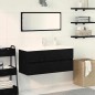vidaXL Mobile lavabo con lavabo integrato in legno ingegnerizzato rovere nero