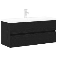 vidaXL Mobile lavabo con lavabo integrato in legno ingegnerizzato rovere nero