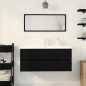 vidaXL Mobile lavabo con lavabo integrato in legno ingegnerizzato rovere nero