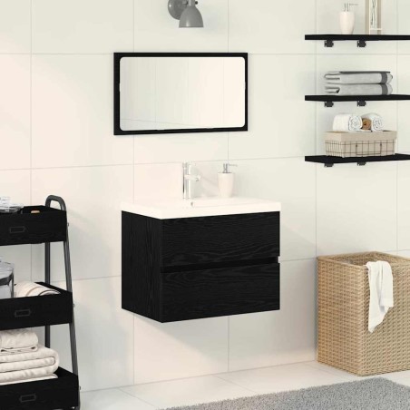 Mobile Lavabo vidaXL con Lavabo Integrato Rovere Nero Legno Ingegnerizzato