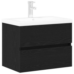 Mobile Lavabo vidaXL con Lavabo Integrato Rovere Nero Legno Ingegnerizzato