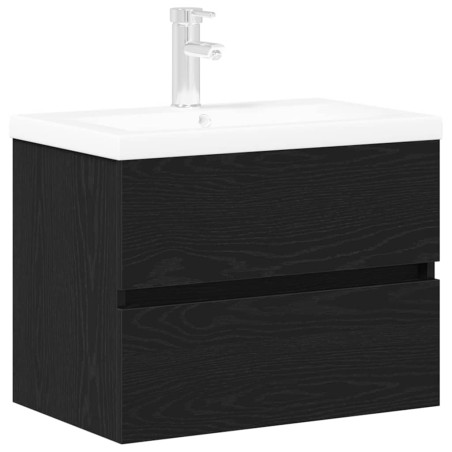 Mobile Lavabo vidaXL con Lavabo Integrato Rovere Nero Legno Ingegnerizzato