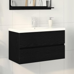 Mobile per Lavabo vidaXL con Lavabo Integrato Rovere Nero Legno Ingegnerizzato