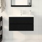 Mobile per Lavabo vidaXL con Lavabo Integrato Rovere Nero Legno Ingegnerizzato Mobile per Lavabo vidaXL con Lavabo Integrato Rovere Nero Legno Ingegnerizzato