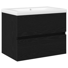 Mobile per Lavabo vidaXL con Lavabo Integrato in Quercia Nera in Legno MDF
