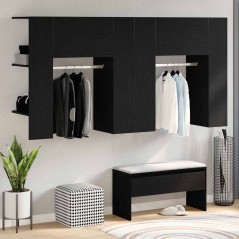 vidaXL Armadi da Corridoio 2 pezzi Rovere Nero Legno Ingegnerizzato