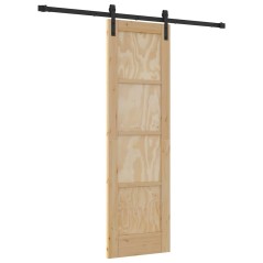 Porta Scorrevole vidaXL con Set di Ferramenta 61x198,5 cm Legno Massello di Pino