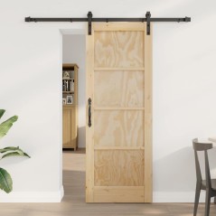 Porta Scorrevole vidaXL con Set di Accessori 73.5x198.5 cm Legno Massello di Pino