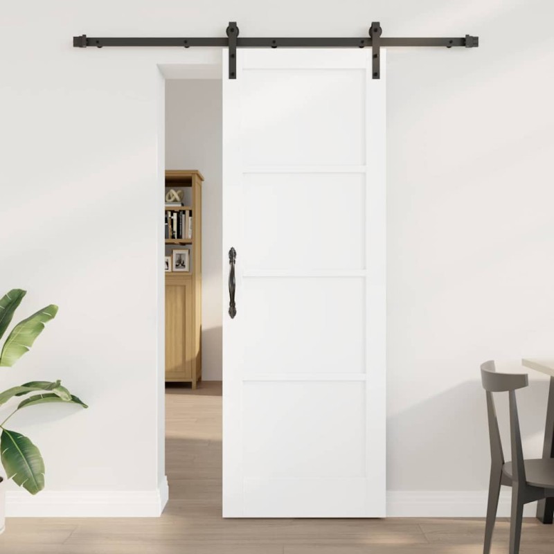 vidaXL Porta Scorrevole con Set di Ferramenta Bianca 73.5x211 cm in Legno Massello di Pino vidaXL Porta Scorrevole con Set di Ferramenta Bianca 73.5x211 cm in Legno Massello di Pino