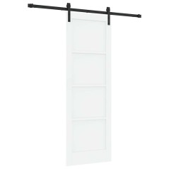 vidaXL Porta Scorrevole con Set di Ferramenta Bianca 73.5x211 cm in Legno Massello di Pino