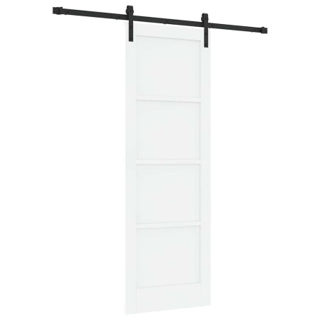 vidaXL Porta Scorrevole con Set di Ferramenta Bianca 73.5x211 cm in Legno Massello di Pino