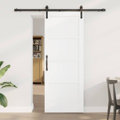Porta Scorrevole vidaXL con Kit di Montaggio Bianco 78x202 cm Legno Massello di Pino