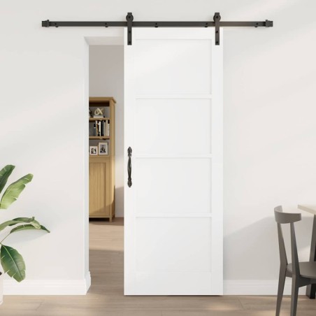 Porta Scorrevole vidaXL con Set di Ferramenta Bianco 78x211 cm Legno Massello Pino