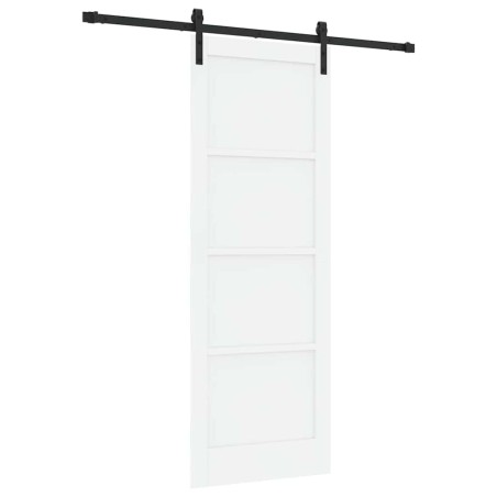 Porta Scorrevole vidaXL con Set di Ferramenta Bianco 78x211 cm Legno Massello Pino