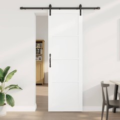 Porta scorrevole vidaXL con set di accessori bianca 78x232 cm in legno massello di pino