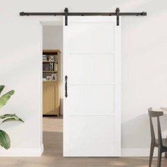 Porta Scorrevole vidaXL con Set di Hardware Bianca 83x202 cm Legno di Pino Massello