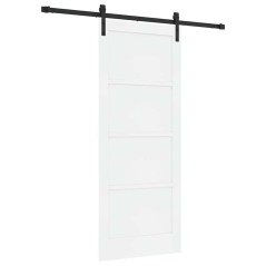 Porta Scorrevole vidaXL con Set di Hardware Bianca 83x202 cm Legno di Pino Massello