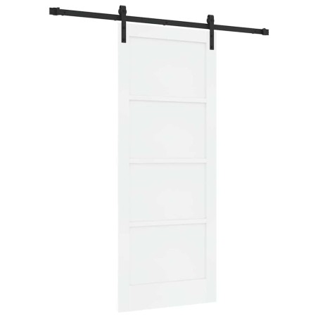 Porta Scorrevole vidaXL con Set di Hardware Bianca 83x202 cm Legno di Pino Massello