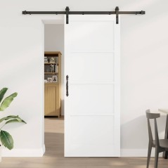 porta scorrevole vidaXL con set di ferramenta bianca 83x211 cm legno massello di pino