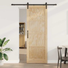 Porta Scorrevole vidaXL con Set Hardware 83x232 cm in Legno Massello di Pino
