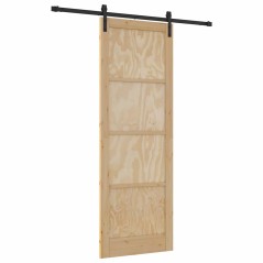 Porta Scorrevole vidaXL con Set Hardware 83x232 cm in Legno Massello di Pino
