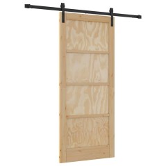 Porta Scorrevole vidaXL con Set di Ferramenta 86x198,5 cm in Legno Massello di Pino