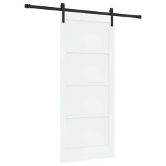 Porta Scorrevole vidaXL con Set di Accessori Bianca 86x198.5 cm Legno di Pino Massello