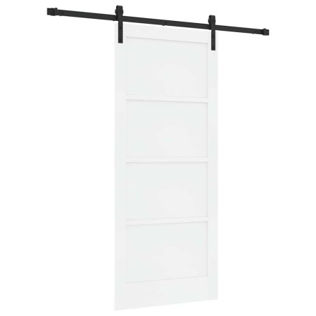Porta Scorrevole vidaXL con Set di Accessori Bianca 86x198.5 cm Legno di Pino Massello