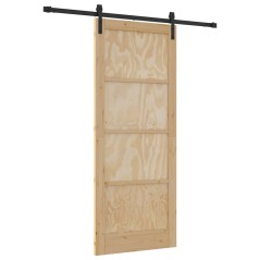 vidaXL Porta Scorrevole Set di 2 Naturale e nero Legno Massello di Pino