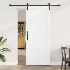 Porta Scorrevole vidaXL con Set di Accessori Bianca 86x211 cm Legno Massello Pino