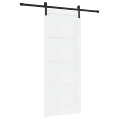 Porta Scorrevole vidaXL con Set di Accessori Bianca 86x211 cm Legno Massello Pino