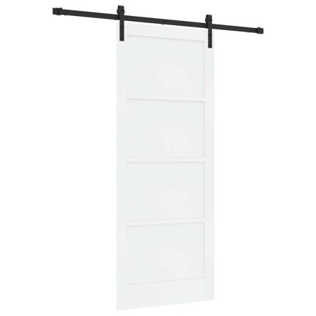 Porta Scorrevole vidaXL con Set di Accessori Bianca 86x211 cm Legno Massello Pino