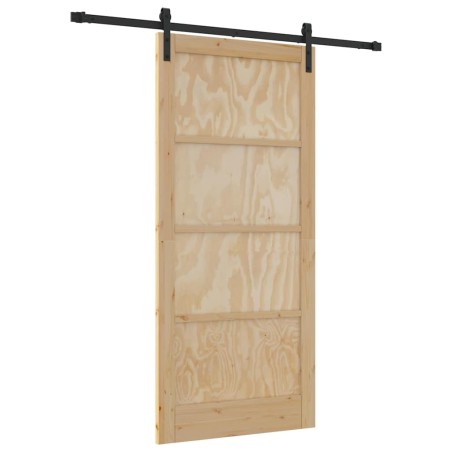 Porta Scorrevole vidaXL con Set di Ferramenta 93x202 cm Legno Massello di Pino