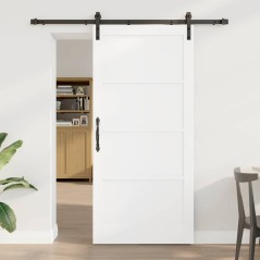 porta scorrevole vidaXL con set di accessori bianco 93x202 cm legno massello di pino