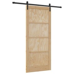 Porta Scorrevole vidaXL con Set di Ferramenta 93x211 cm in Legno Massiccio di Pino