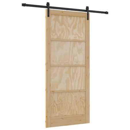 Porta Scorrevole vidaXL con Set di Ferramenta 93x211 cm in Legno Massiccio di Pino
