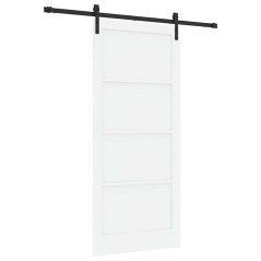 Porta Scorrevole vidaXL con Set di Ferramenta Bianca 93x211 cm in Legno Massello di Pino
