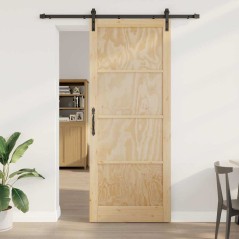 Porta Scorrevole vidaXL con Set di Accessori 93x232 cm Legno Massello Pino
