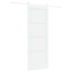 Porta Scorrevole vidaXL con Set di Ferramenta Bianca 78x202 cm Legno Massello di Pino