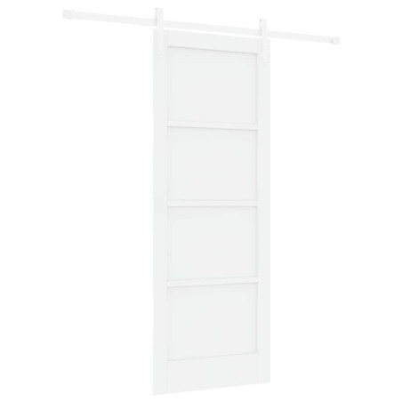 Porta Scorrevole vidaXL con Set di Ferramenta Bianca 78x202 cm Legno Massello di Pino