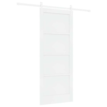 Porta Scorrevole vidaXL con Set di Accessori Bianco 83x202 cm Legno Massello di Pino