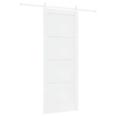 Porta Scorrevole vidaXL con Set di Accessori Bianca 83x211 cm Legno Massello di Pino