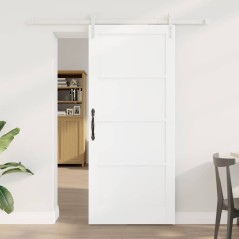 Porta Scorrevole vidaXL con Set di Accessori Bianca 86x198.5 cm Legno Massello Pino