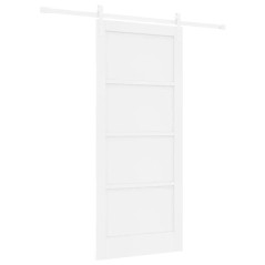 Porta Scorrevole vidaXL con Set di Accessori Bianca 86x198.5 cm Legno Massello Pino