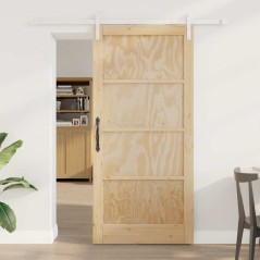 Porta Scorrevole vidaXL con Set di Ferramenta 93x202 cm Legno Massello Pino