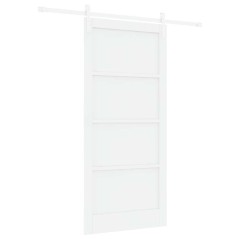 Porta Scorrevole vidaXL con Set di Ferramenta Bianca 93x202 cm Legno Massello Pino
