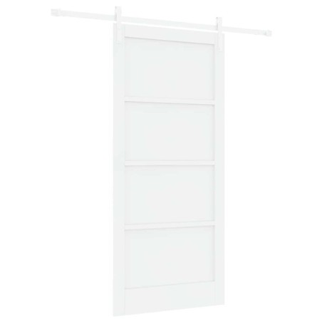 Porta Scorrevole vidaXL con Set di Ferramenta Bianca 93x202 cm Legno Massello Pino