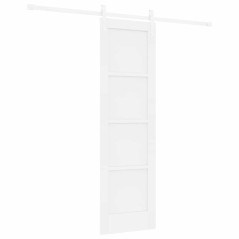 Porta Scorrevole vidaXL con Set di Ferramenta Bianca 61x198.5 cm Legno Massello Pino